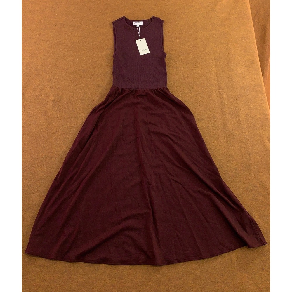 Weekend Los Angeles Womens Size Small Dark Cherry Ribbed Knit Maxi Dress NWT